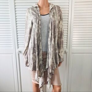 2/$50 RELATIVITY Purple White Hooded Open Front Cardigan Size 1X